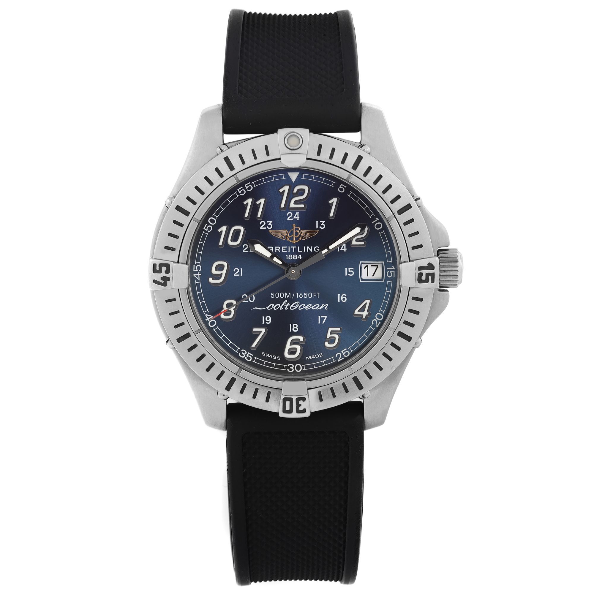Front Full View Of Breitling A64350 Stainless Steel Watch 
