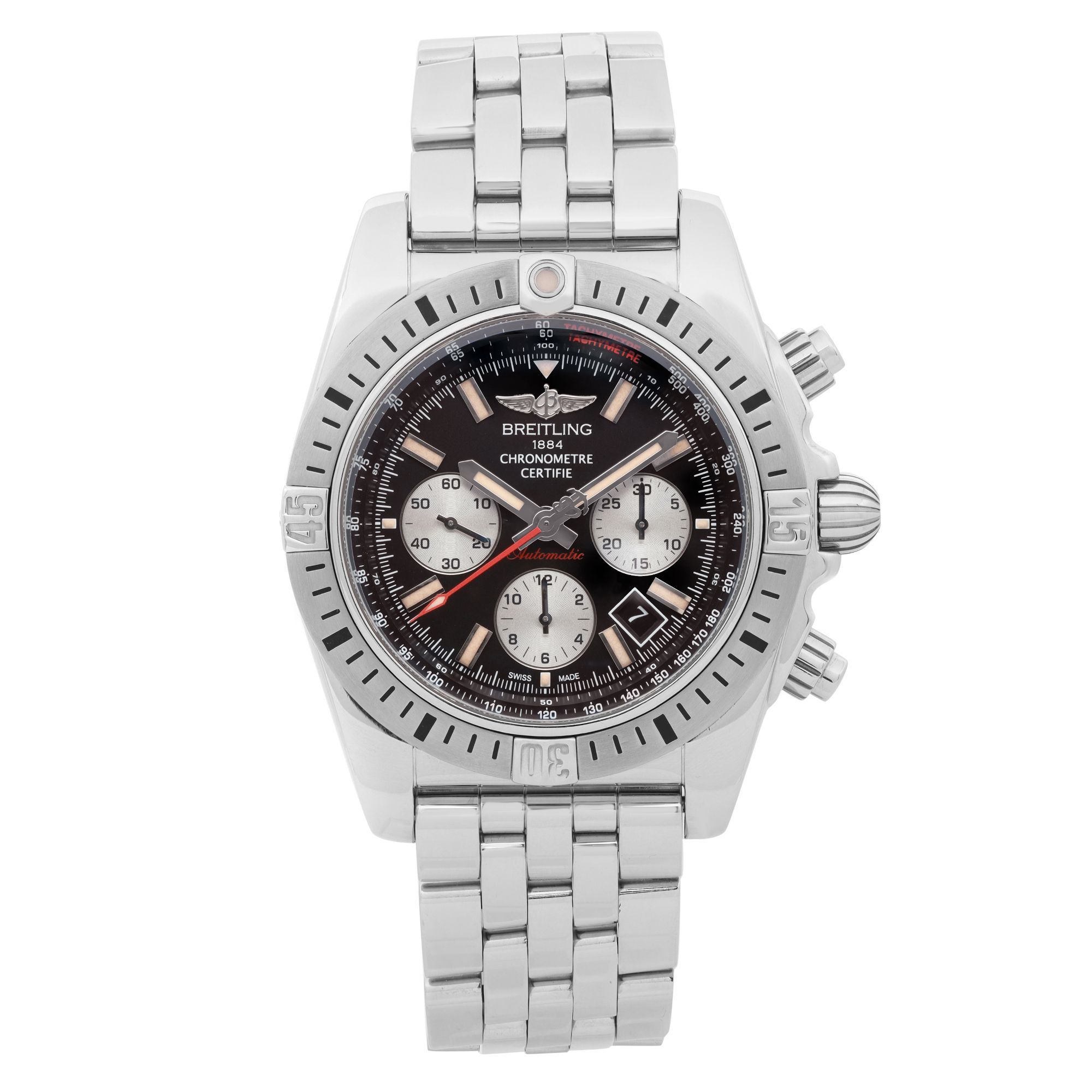 Front Full View Of Breitling AB01154G/BD13-375A Stainless Steel Watch 