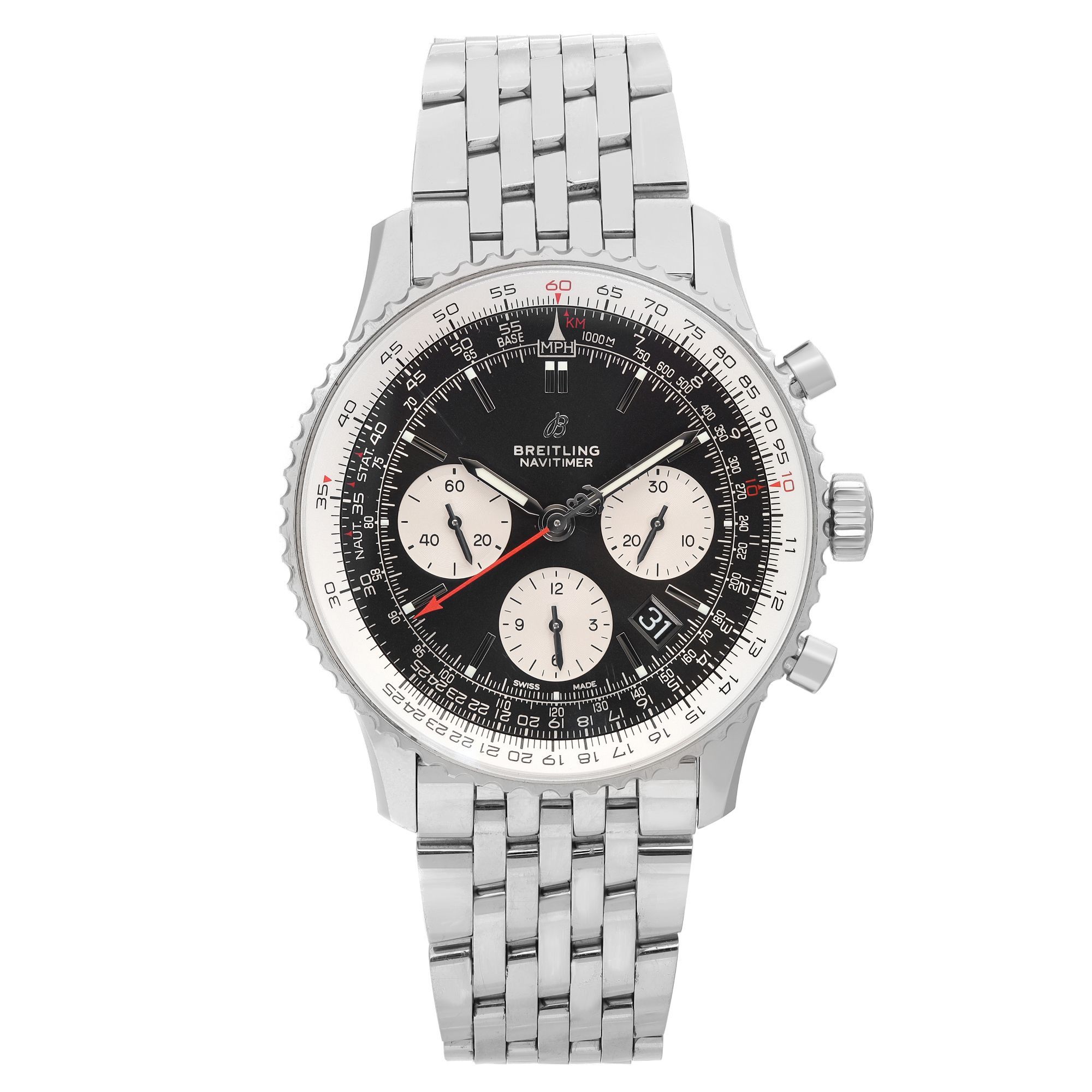 Front Full View Of Breitling AB0121211B1A1 Stainless Steel Watch 