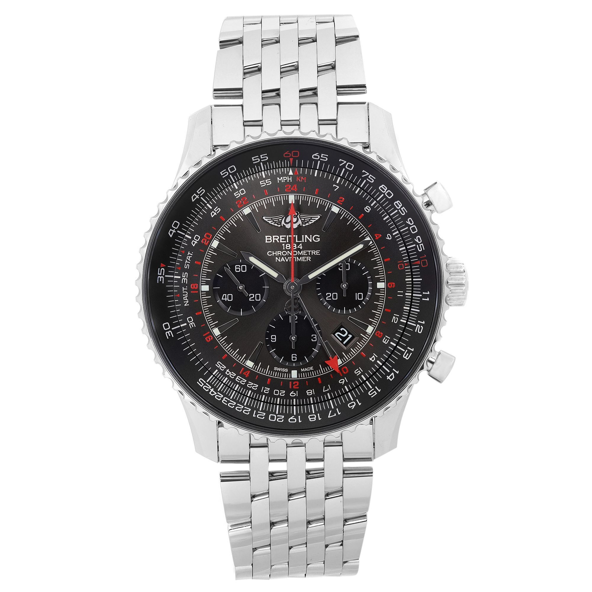 Front Full View Of Breitling AB04413A/F573-453A Stainless Steel Watch 