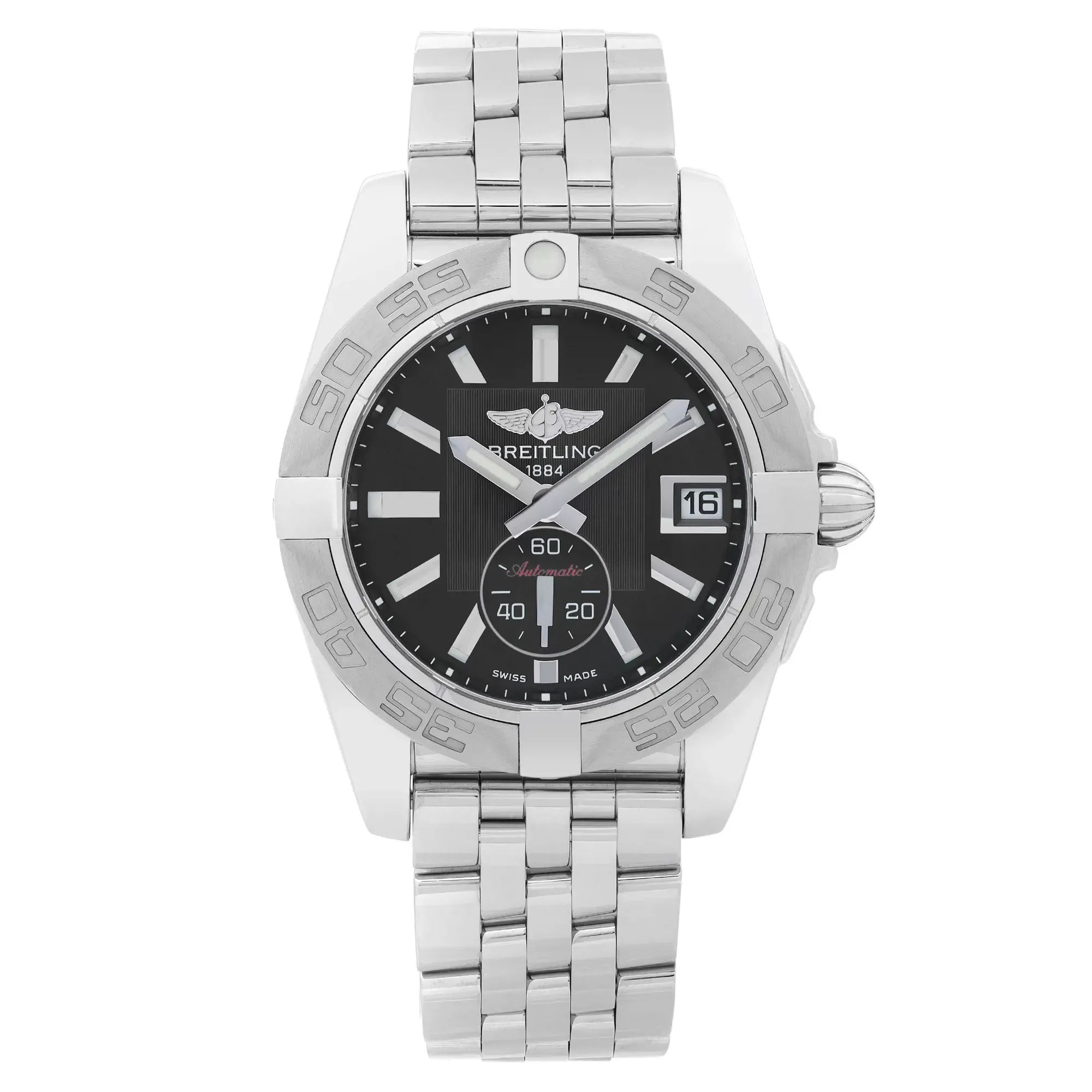Front Full View Of Breitling A3733011/BA33SS Stainless Steel Watch 