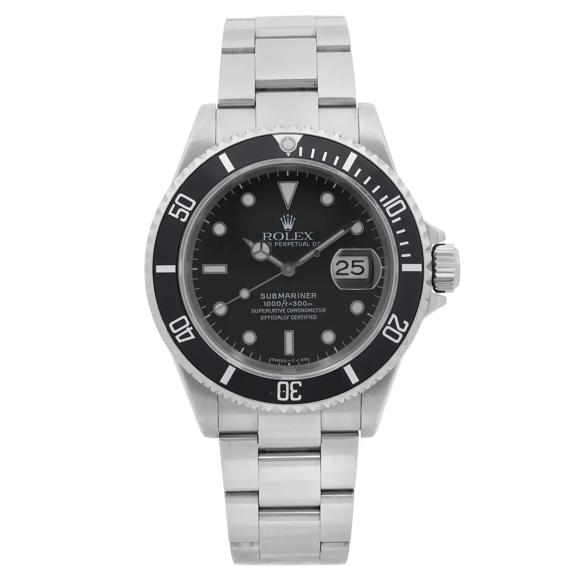 Front Full View Of Rolex 16610 Stainless Steel Watch 