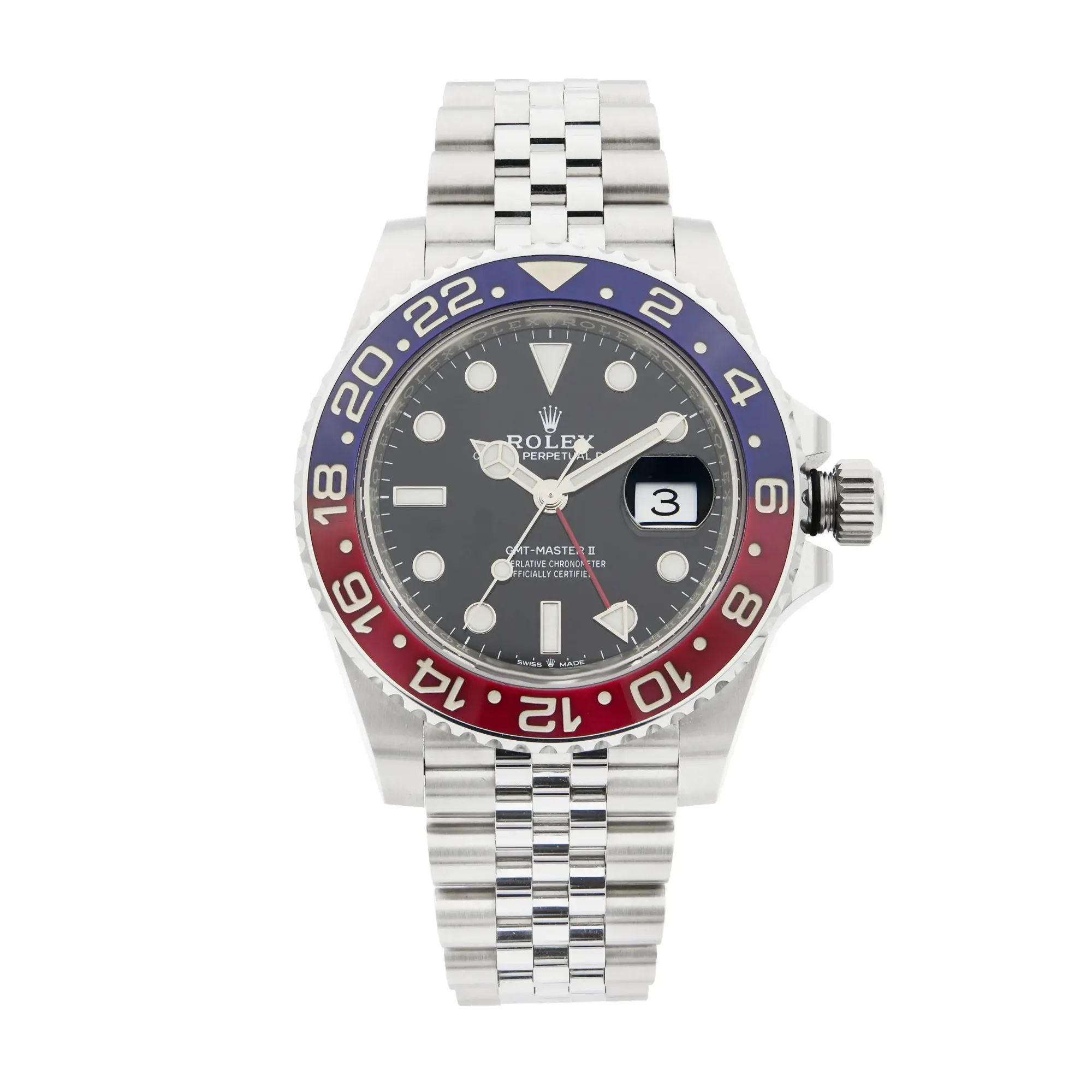 Front Full View Of Rolex 126710BLRO Stainless Steel Watch 