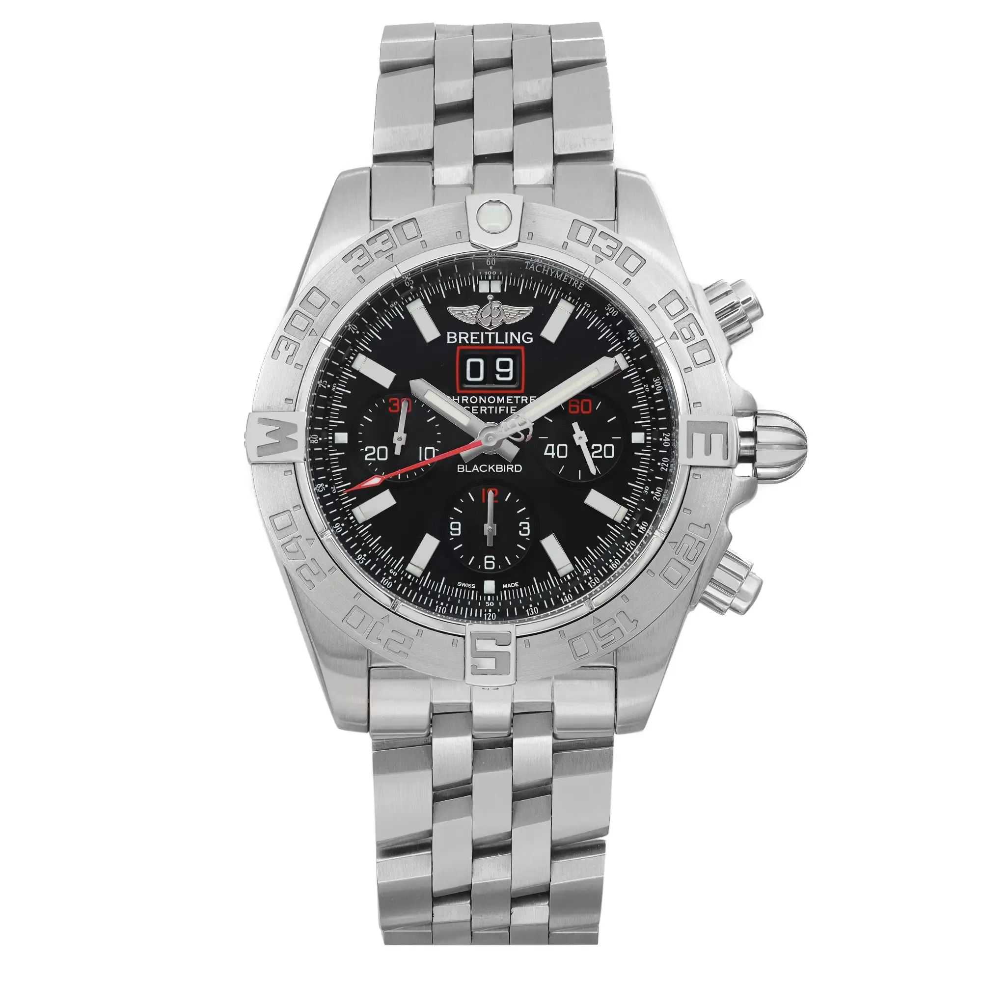 Front Full View Of Breitling A44360 Stainless Steel Watch 