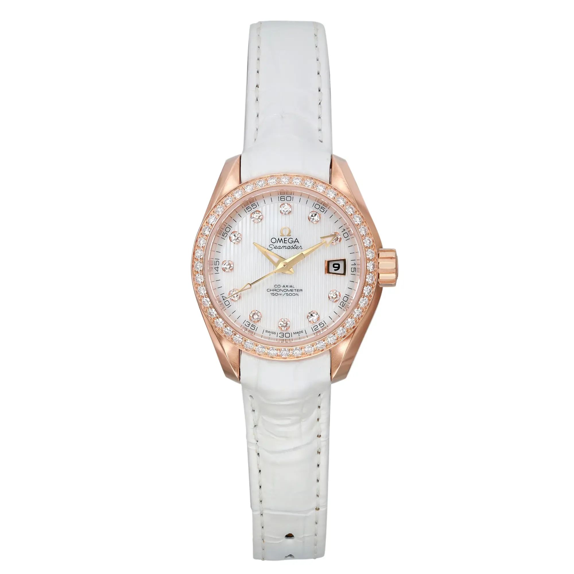 Front Full View Of OMEGA 231.58.30.20.55.001 Rose Gold Watch 