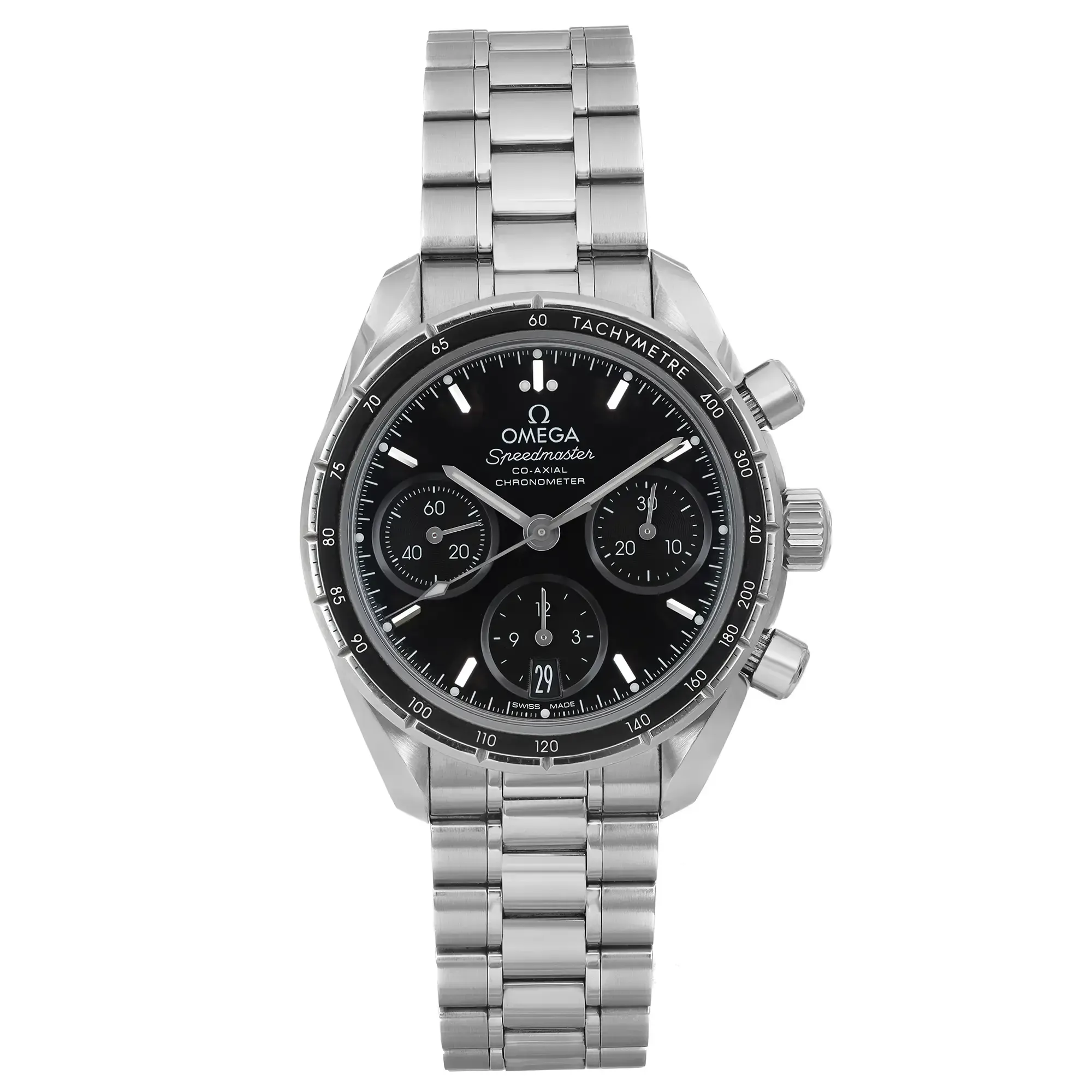 Front Full View Of OMEGA 324.30.38.50.01.001 Stainless Steel Watch 