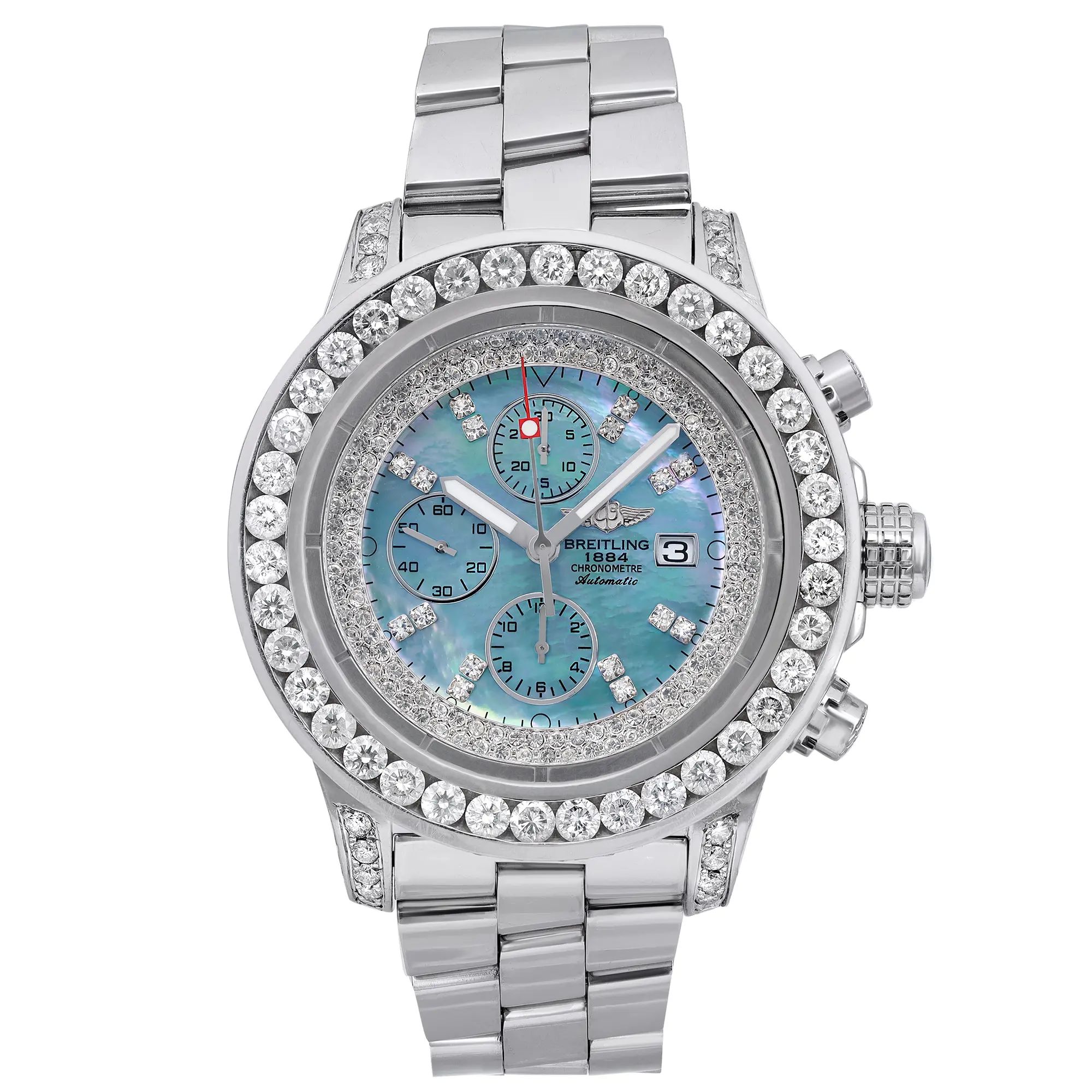 Front Full View Of Breitling A13370 Stainless Steel Watch 