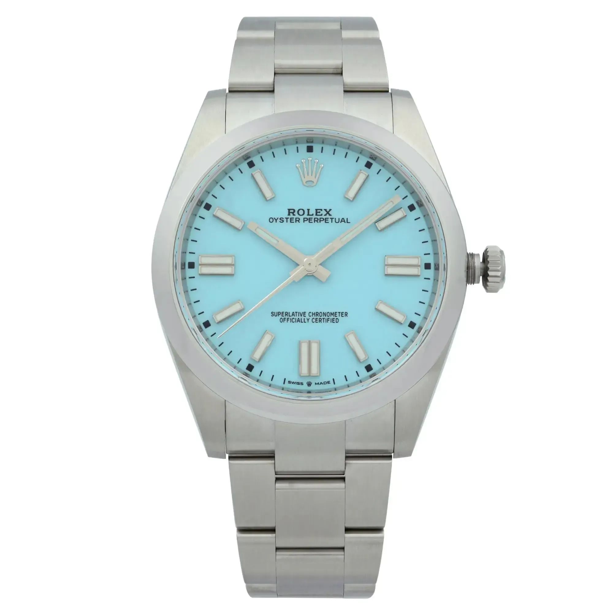 Front Full View Of Rolex 114300 Stainless Steel Watch 