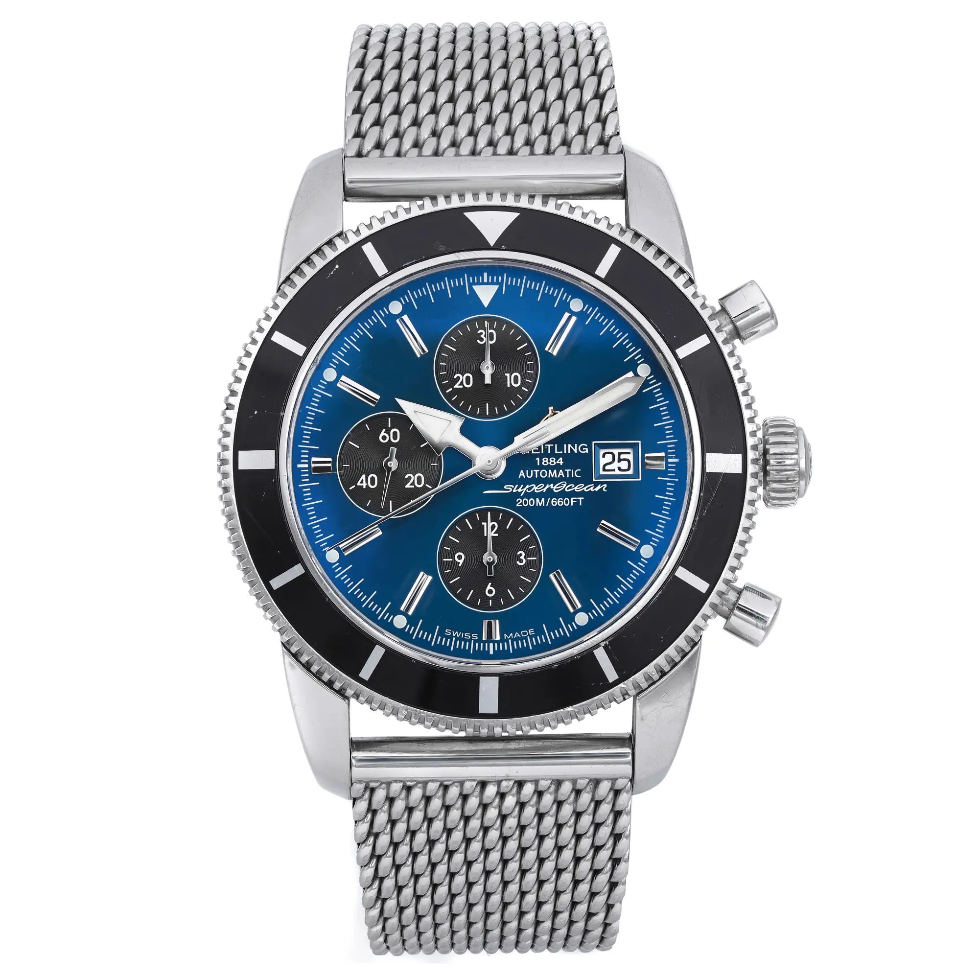 Front Full View Of Breitling A13320 Stainless Steel Watch 