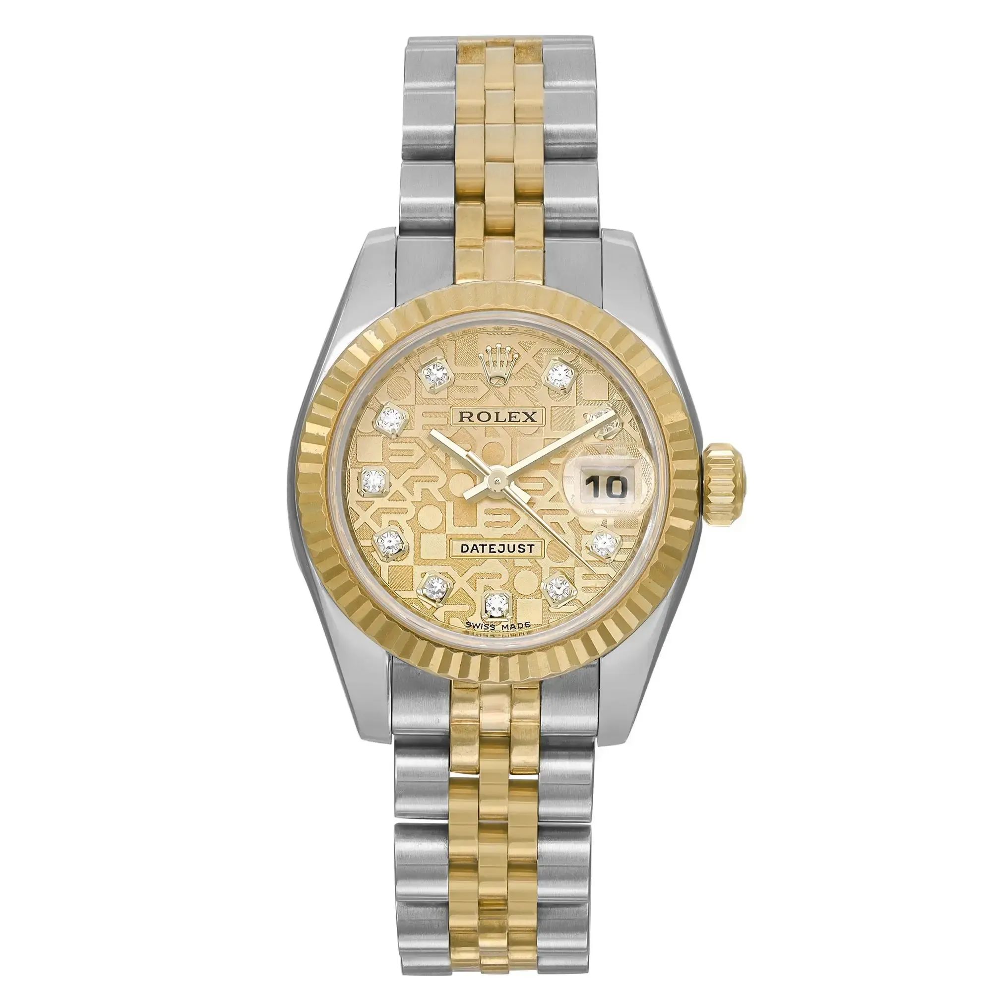 Front Full View Of Rolex 179173 Stainless Steel Watch 