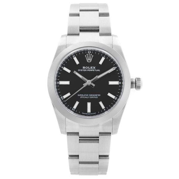 Front Full View Of Rolex 124200 Stainless Steel Watch 