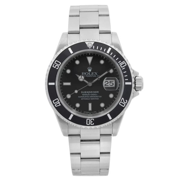 Front Full View Of Rolex 16610 Stainless Steel Watch 