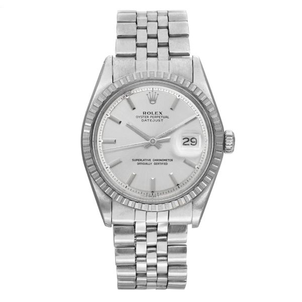 Front Full View Of Rolex 1603 Stainless Steel Watch 