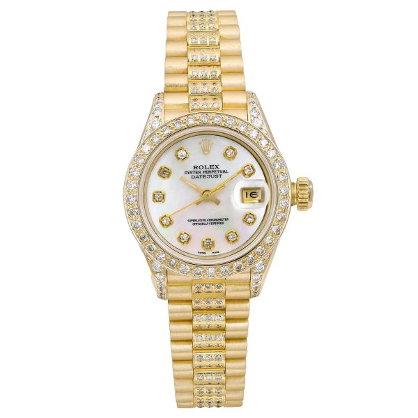 Front Full View Of Rolex 69178 Yellow Gold Watch 