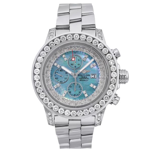 Front Full View Of Breitling A13370 Stainless Steel Watch 