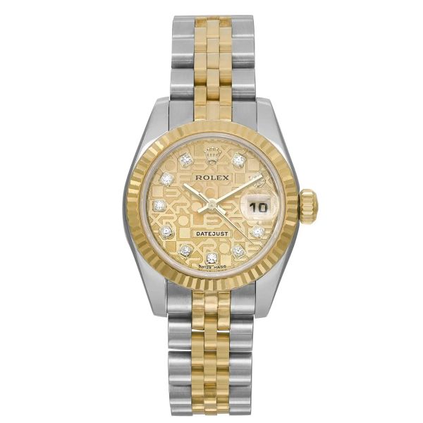 Front Full View Of Rolex 179173 Stainless Steel Watch 