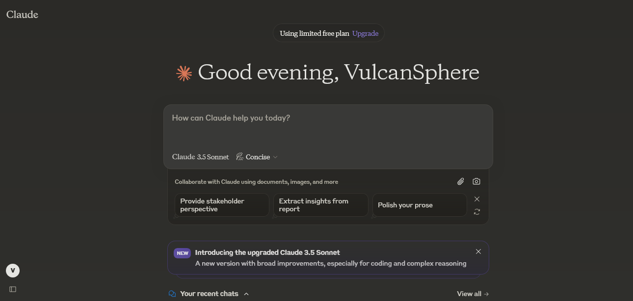 Anthropic Claude interface highlighting long-context reasoning conversational workspace and prompt assistant.