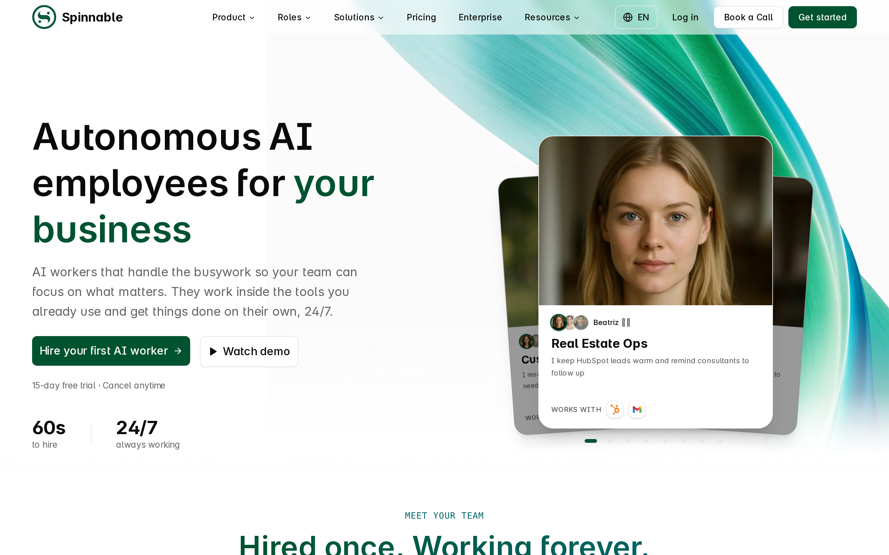 Spinnable platform interface for configuring persistent AI workers across communication and data tools