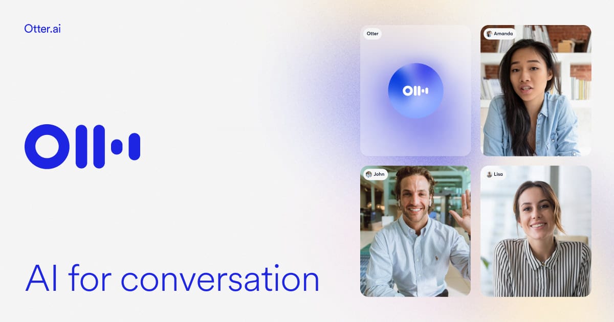 Otter.ai meeting transcription interface showing real-time notes and action item capture.