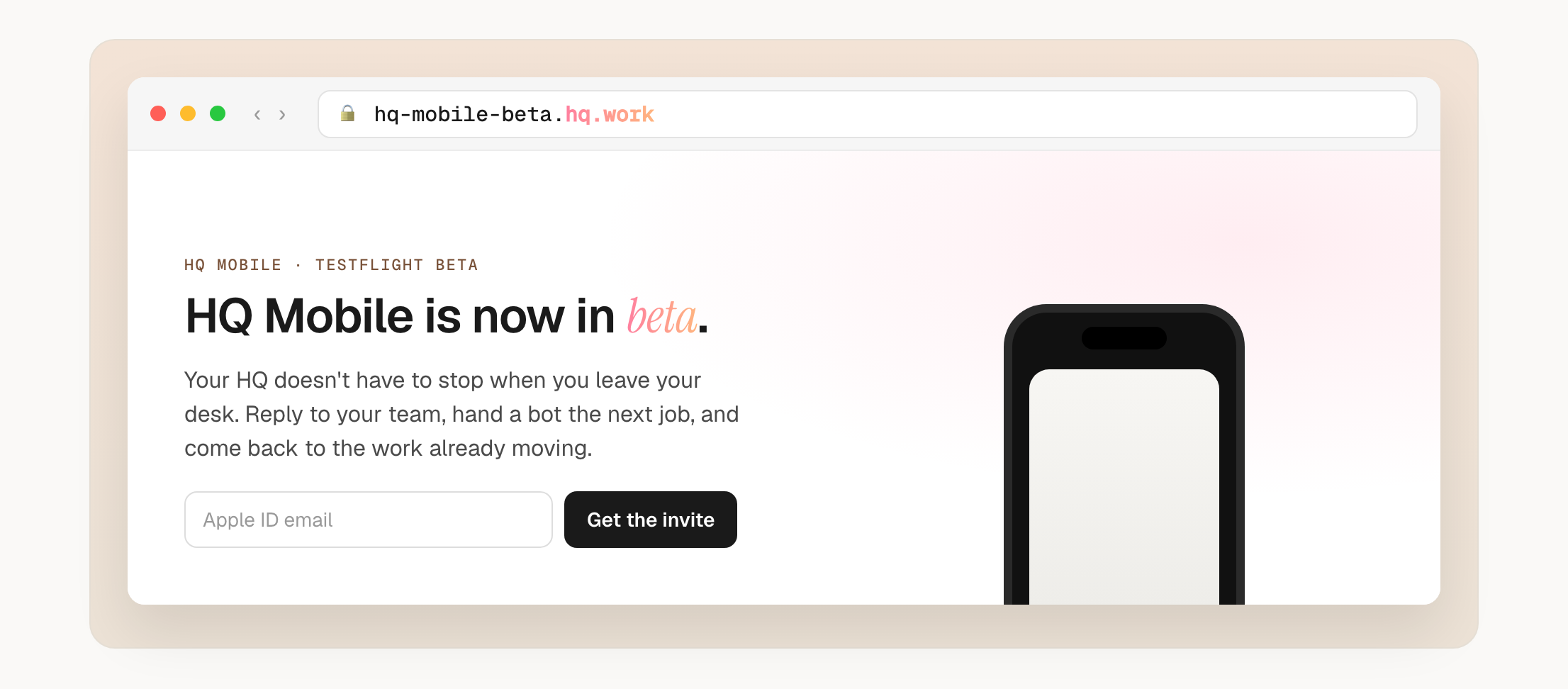 Everything you deploy now lives on hq.work.