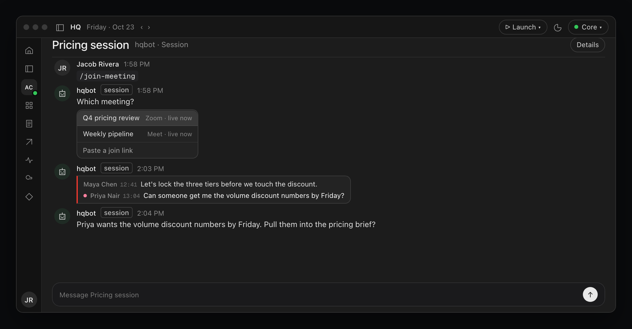 Live Meetings: your session follows the call and suggests the next step while the meeting is still going.