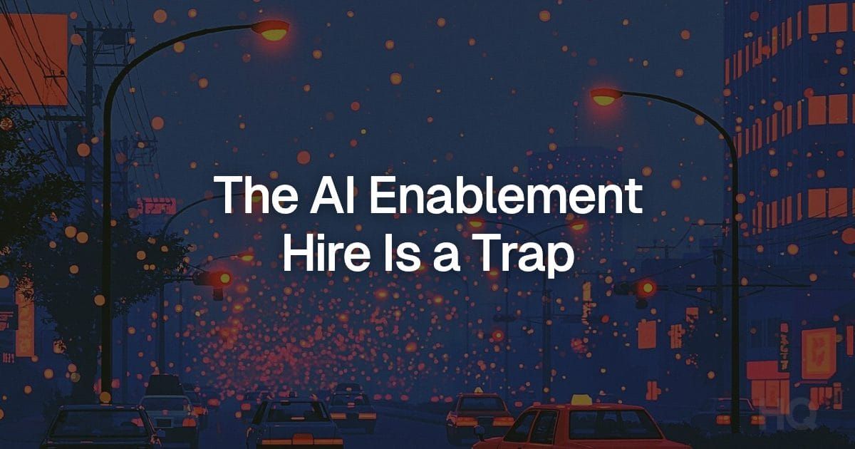 Abstract artwork for an article on why hiring an AI enablement lead backfires