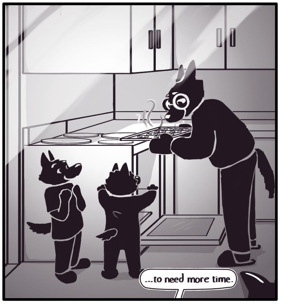 Panel4: The panel zooms in on the photo. Foxwolf continues, as if to herself: “…to need more time.”