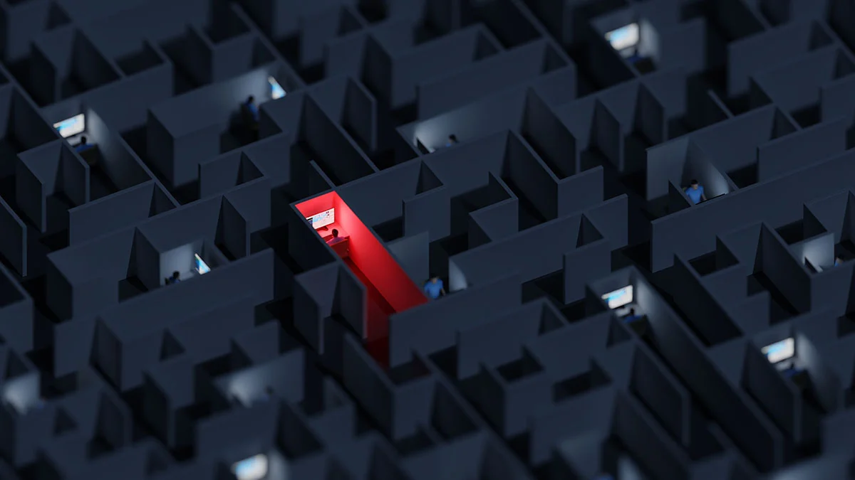 maze of trapped workers