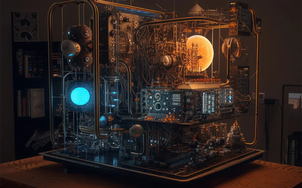 steampunk rube goldberg computer