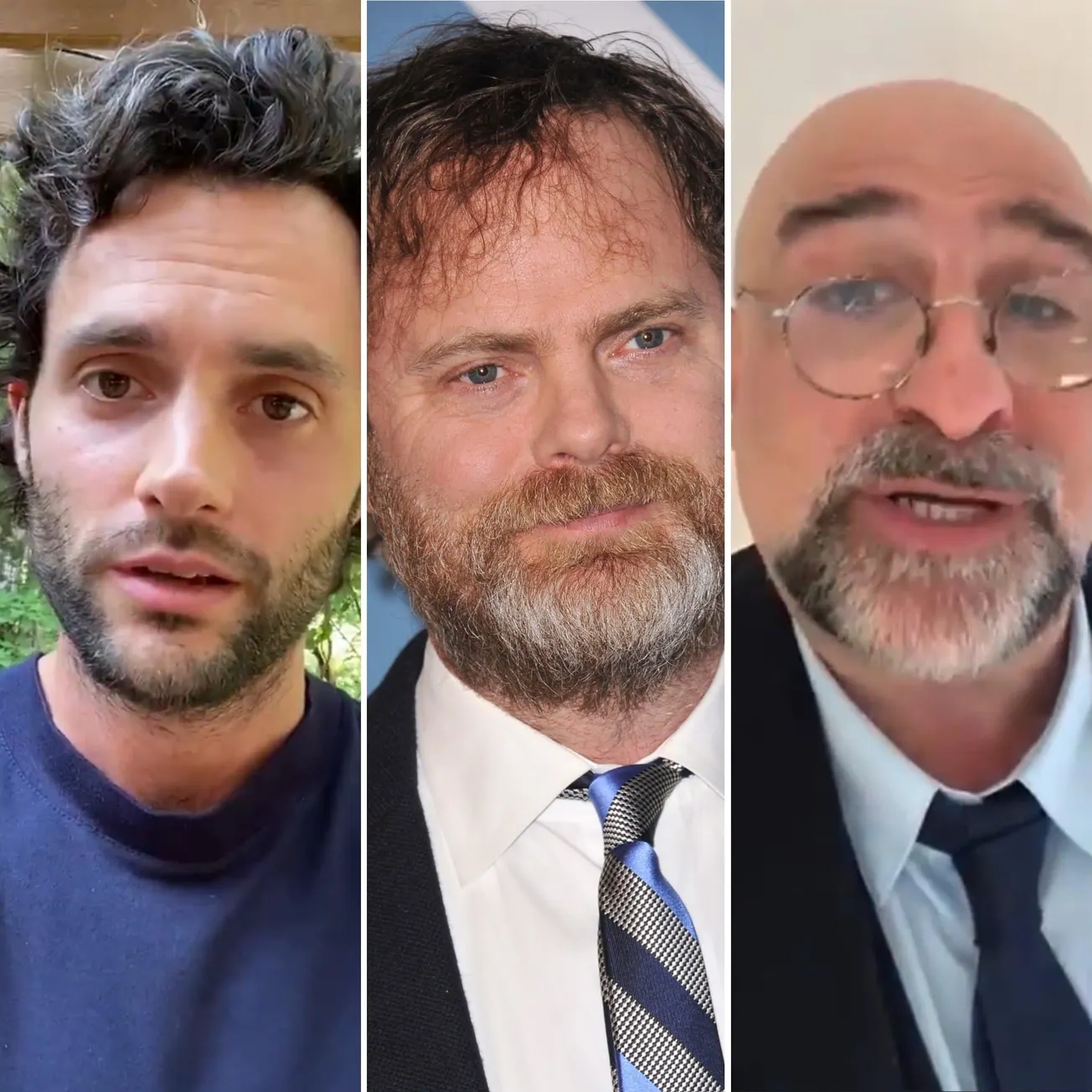Penn Badgley, Rainn Wilson and Omid Djalili