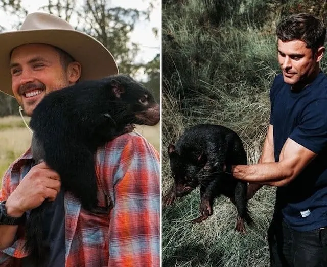 Dylan & Zac Efron Help Wildlife Sanctuary Release Two Tassie Devils Onto Mainland Australia