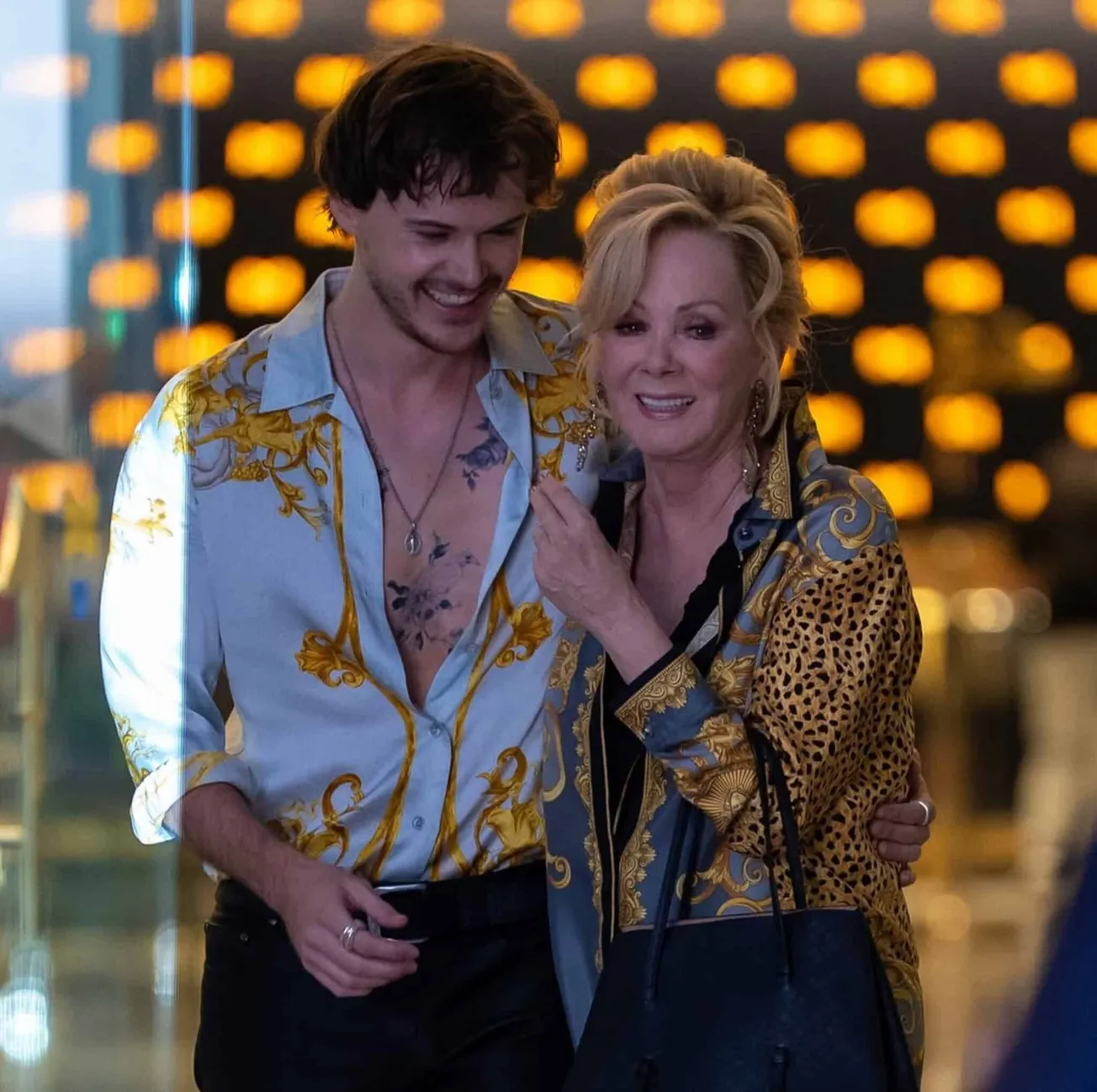 Chris Briney with Jean Smart on the set of Hacks season 5