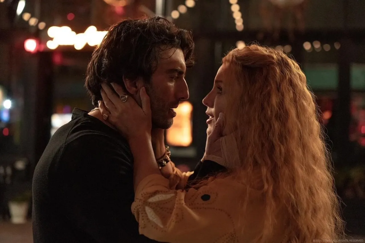 Justin Baldoni and Blake Lively as their characters in 'It Ends With Us' trailer. They are in the dark and look like they are