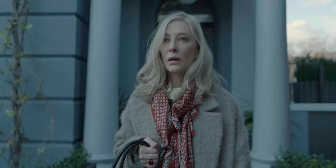 A still of Cate Blanchett as Catherine Ravenscroft in Apple TV+ psychological thriller 'Disclaimer'. She has blonde wavy hair