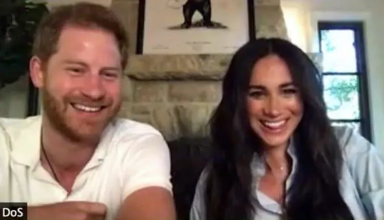 Prince Harry and Duchess Meghan take part in a zoom call with Get Lit