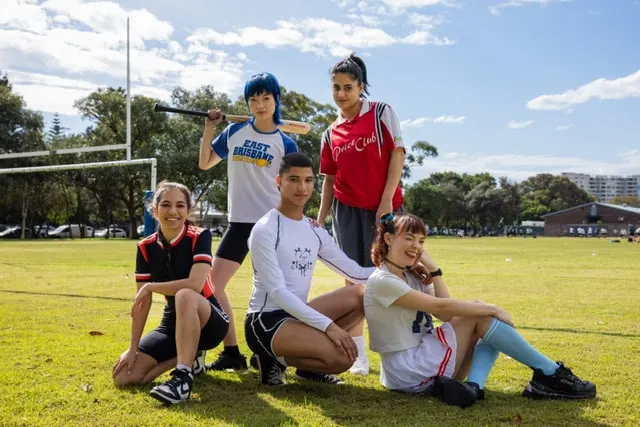 Hearbreak high Season 2 cast pose for a photo on the school oval