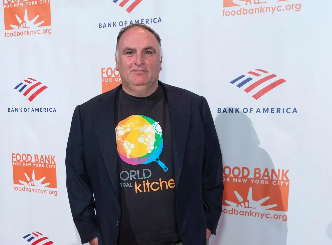 Humanitarian chef José Andrés attending a press event.