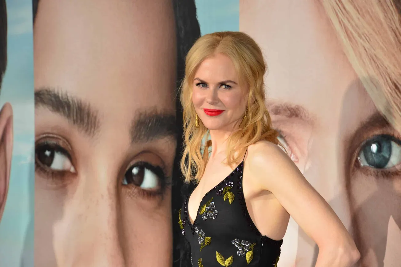 Nicole Kidman at the 2017 premiere of 'Big Little Lies' wearing a black dress.