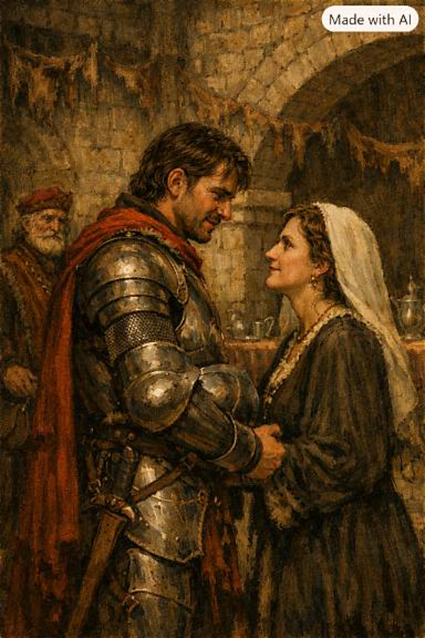 Ottorino, his helmet tucked under his arm, leaned toward Ermelinda, who listened to him with gentle melancholy.