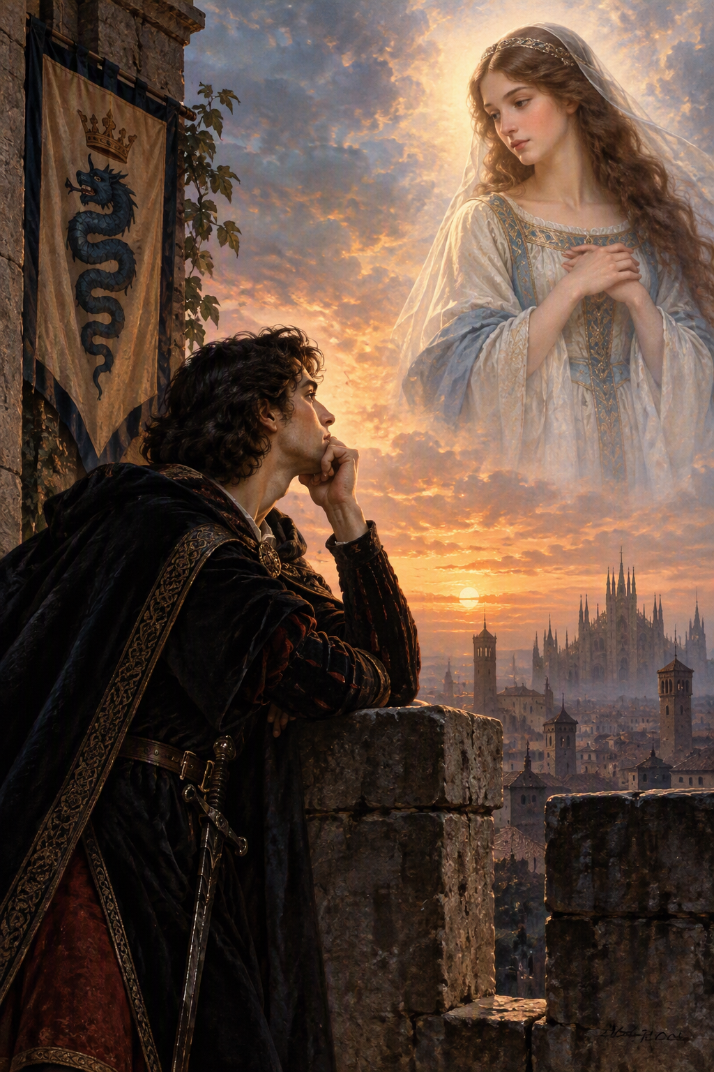 la imagen de la bella y modesta virgen le estuvo siempre fija