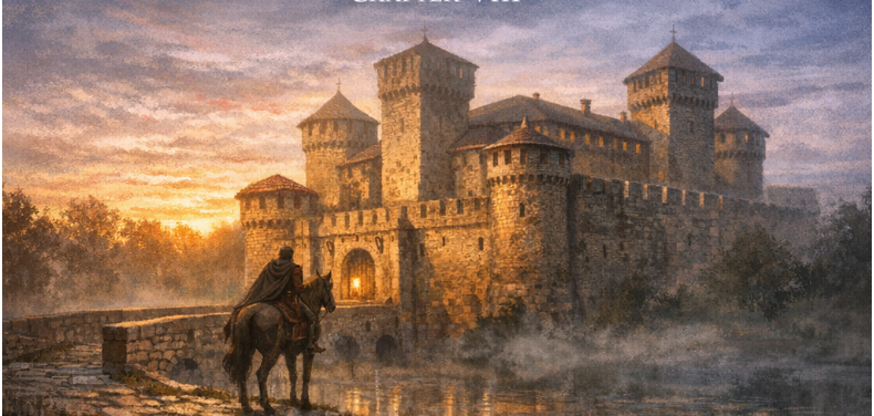 Ilustración inspirada en la atmósfera medieval de Marco Visconti.