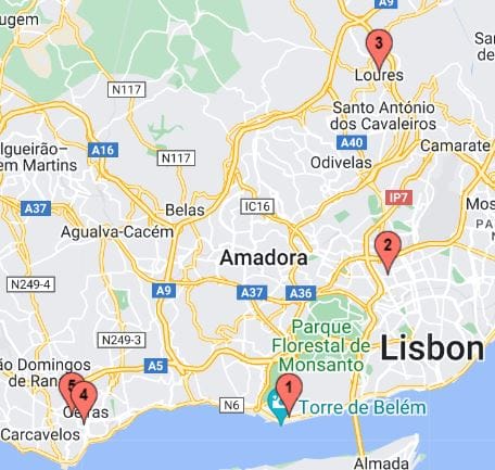 Lisbon (locations 1 to 5)