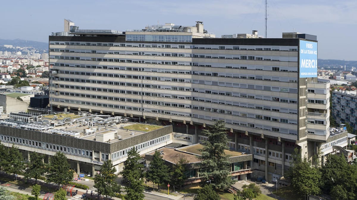 Aerial view of Hopital Louis Pradel in Lyon