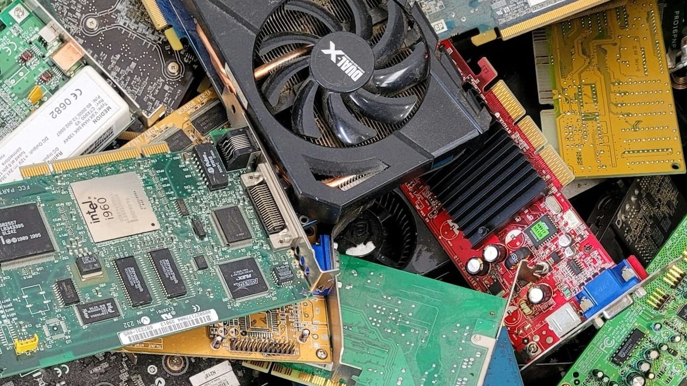 a pile of assorted electronic components sitting on top of each other