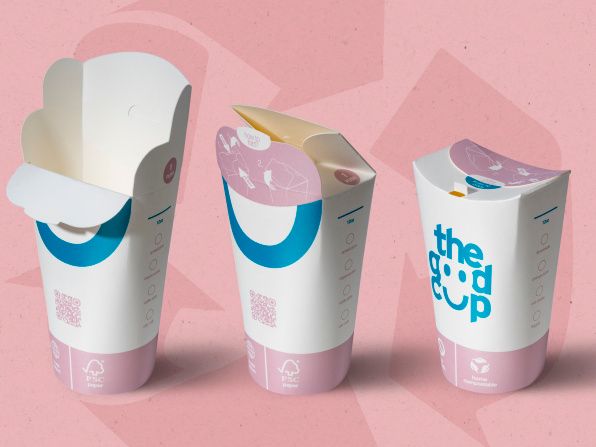 A disposable cup that needs no plastic lid