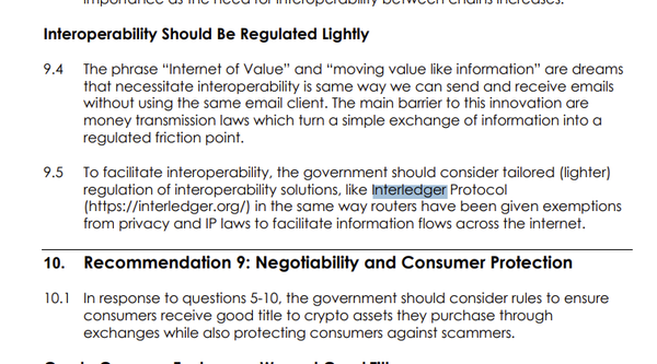 Australian government recommends interoperability regulations based off of solutions like Interledger