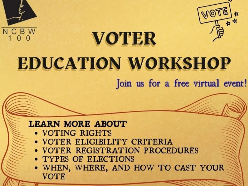 The National Coalition of 100 Black Women, Inc., Southern New Jersey Chapter, Sponsors Voter Education Workshop