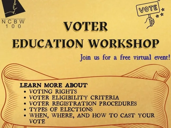 The National Coalition of 100 Black Women, Inc., Southern New Jersey Chapter, Sponsors Voter Education Workshop