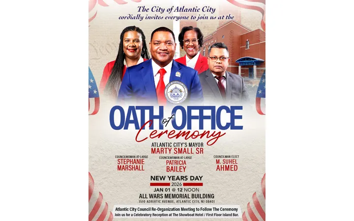 Atlantic City to Swear In Mayor Marty Small Sr. and New Council Members at New Year’s Day Oath of Office Ceremony