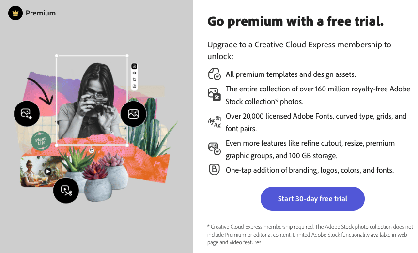 Adobe Express Premium features